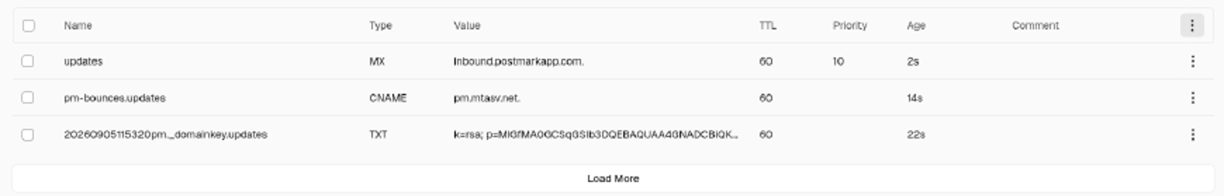 Vercel domain email records for a Mailyond subdomain